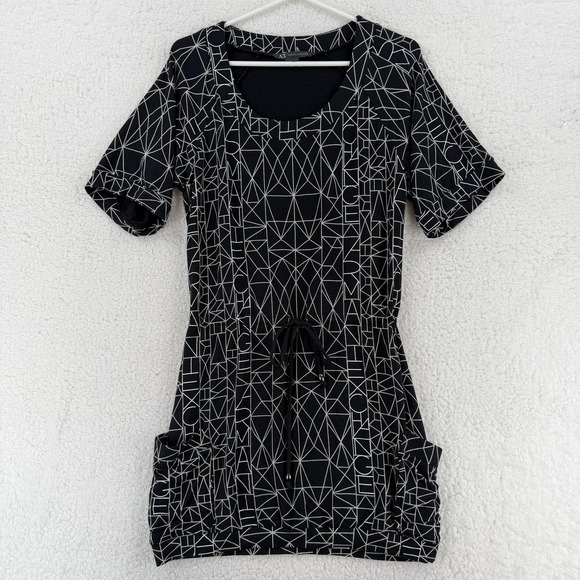 Armani Exchange Tops - Armani‎ Exchange Dress Womens Medium Black White Geometric Logo Tunic Pockets